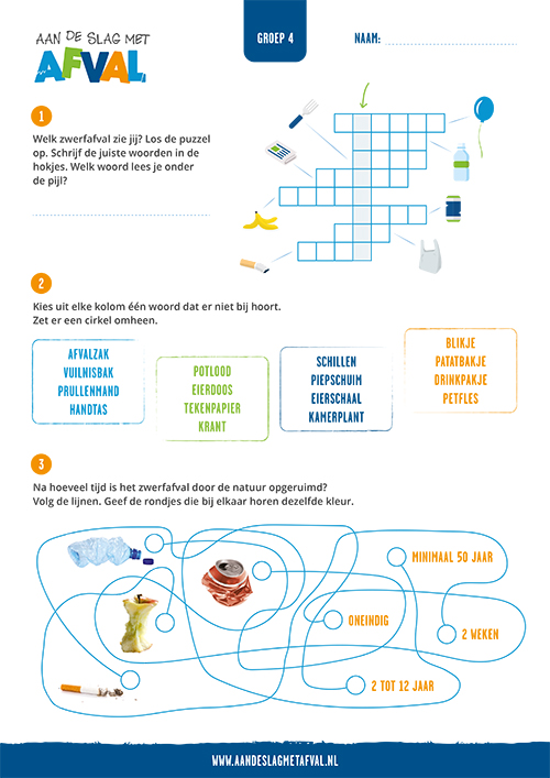 Fonkelnieuw Aan de slag met afval - Een uurtje afvalles werkbladen voor groep VV-52